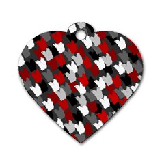 Abstract Paint Splashes, Mixed Colors, Black, Red, White Dog Tag Heart (two Sides) by Casemiro