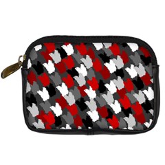 Abstract Paint Splashes, Mixed Colors, Black, Red, White Digital Camera Leather Case by Casemiro