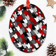 Abstract Paint Splashes, Mixed Colors, Black, Red, White Ornament (oval Filigree) by Casemiro