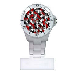 Abstract Paint Splashes, Mixed Colors, Black, Red, White Plastic Nurses Watch by Casemiro