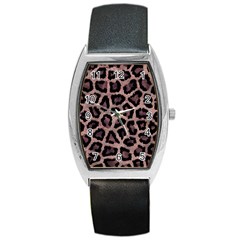 Realistic Leopard Fur Pattern, Brown, Black Spots Barrel Style Metal Watch by Casemiro