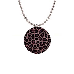 Realistic Leopard Fur Pattern, Brown, Black Spots 1  Button Necklace by Casemiro