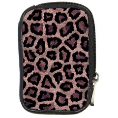 Realistic Leopard Fur Pattern, Brown, Black Spots Compact Camera Leather Case by Casemiro