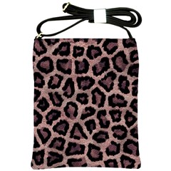 Realistic Leopard Fur Pattern, Brown, Black Spots Shoulder Sling Bag by Casemiro