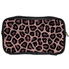 Realistic Leopard Fur Pattern, Brown, Black Spots Toiletries Bag (one Side)