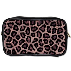 Realistic Leopard Fur Pattern, Brown, Black Spots Toiletries Bag (two Sides) by Casemiro