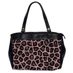 Realistic Leopard Fur Pattern, Brown, Black Spots Oversize Office Handbag (2 Sides)