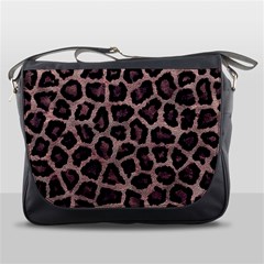 Realistic Leopard Fur Pattern, Brown, Black Spots Messenger Bag by Casemiro