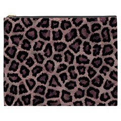 Realistic Leopard Fur Pattern, Brown, Black Spots Cosmetic Bag (xxxl) by Casemiro