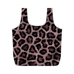 Realistic Leopard Fur Pattern, Brown, Black Spots Full Print Recycle Bag (m) by Casemiro