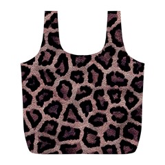 Realistic Leopard Fur Pattern, Brown, Black Spots Full Print Recycle Bag (l) by Casemiro