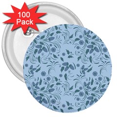 Folk Floral Art Print  Flowers Abstract Art  Poster  3  Buttons (100 Pack)  by Eskimos