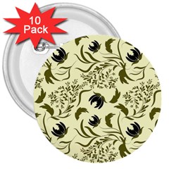 Folk Flowers Art Pattern Floral Abstract Surface Design  Seamless Pattern 3  Buttons (10 Pack)  by Eskimos