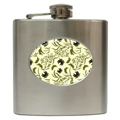 Folk Flowers Art Pattern Floral Abstract Surface Design  Seamless Pattern Hip Flask (6 Oz) by Eskimos