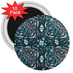 Folk Flowers Art Pattern Floral Abstract Surface Design  Seamless Pattern 3  Magnets (10 Pack)  by Eskimos