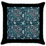 Folk flowers art pattern Floral abstract surface design  Seamless pattern Throw Pillow Case (Black) Front