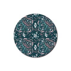 Folk Flowers Art Pattern Floral Abstract Surface Design  Seamless Pattern Rubber Coaster (round)  by Eskimos