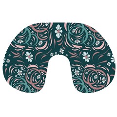 Folk Flowers Art Pattern Floral Abstract Surface Design  Seamless Pattern Travel Neck Pillow by Eskimos