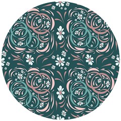 Folk Flowers Art Pattern Floral Abstract Surface Design  Seamless Pattern Wooden Puzzle Round by Eskimos