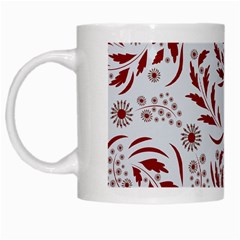 Folk Flowers Art Pattern Floral Abstract Surface Design  Seamless Pattern White Mugs by Eskimos