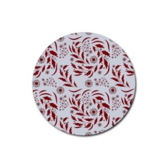 Folk Flowers Art Pattern Floral Abstract Surface Design  Seamless Pattern Rubber Coaster (round)  by Eskimos