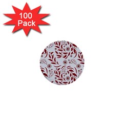 Folk Flowers Art Pattern Floral Abstract Surface Design  Seamless Pattern 1  Mini Buttons (100 Pack) 