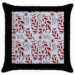 Folk Flowers Art Pattern Floral Abstract Surface Design  Seamless Pattern Throw Pillow Case (black) by Eskimos