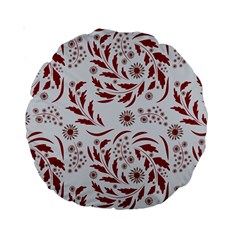 Folk Flowers Art Pattern Floral Abstract Surface Design  Seamless Pattern Standard 15  Premium Round Cushions by Eskimos