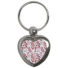 Folk Flowers Art Pattern Floral Abstract Surface Design  Seamless Pattern Key Chain (heart) by Eskimos