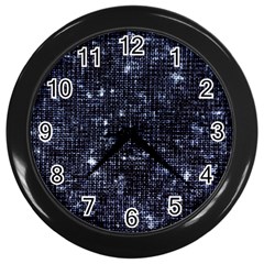 Geometric Dark Blue Abstract Print Pattern Wall Clock (black) by dflcprintsclothing