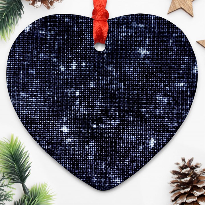 Geometric Dark Blue Abstract Print Pattern Heart Ornament (Two Sides)