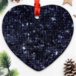 Geometric Dark Blue Abstract Print Pattern Heart Ornament (Two Sides) Back