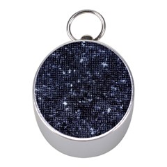 Geometric Dark Blue Abstract Print Pattern Mini Silver Compasses