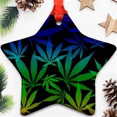 Weed Rainbow, Ganja Leafs Pattern In Colors, 420 Marihujana Theme Ornament (star) by Casemiro