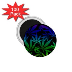 Weed Rainbow, Ganja Leafs Pattern In Colors, 420 Marihujana Theme 1 75  Magnets (100 Pack)  by Casemiro