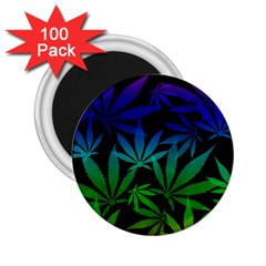 Weed Rainbow, Ganja Leafs Pattern In Colors, 420 Marihujana Theme 2 25  Magnets (100 Pack)  by Casemiro