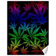 Weed Rainbow, Ganja Leafs Pattern In Colors, 420 Marihujana Theme Canvas 12  X 16  by Casemiro