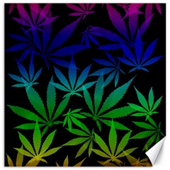 Weed Rainbow, Ganja Leafs Pattern In Colors, 420 Marihujana Theme Canvas 16  X 16  by Casemiro