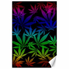 Weed Rainbow, Ganja Leafs Pattern In Colors, 420 Marihujana Theme Canvas 24  X 36  by Casemiro