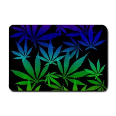 Weed Rainbow, Ganja Leafs Pattern In Colors, 420 Marihujana Theme Small Doormat  by Casemiro