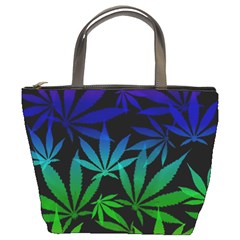 Weed Rainbow, Ganja Leafs Pattern In Colors, 420 Marihujana Theme Bucket Bag by Casemiro