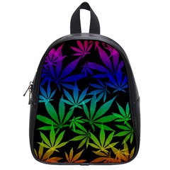 Weed Rainbow, Ganja Leafs Pattern In Colors, 420 Marihujana Theme School Bag (small) by Casemiro