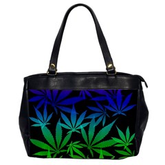 Weed Rainbow, Ganja Leafs Pattern In Colors, 420 Marihujana Theme Oversize Office Handbag (2 Sides) by Casemiro