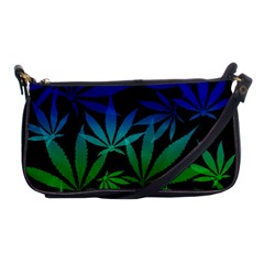 Weed Rainbow, Ganja Leafs Pattern In Colors, 420 Marihujana Theme Shoulder Clutch Bag by Casemiro