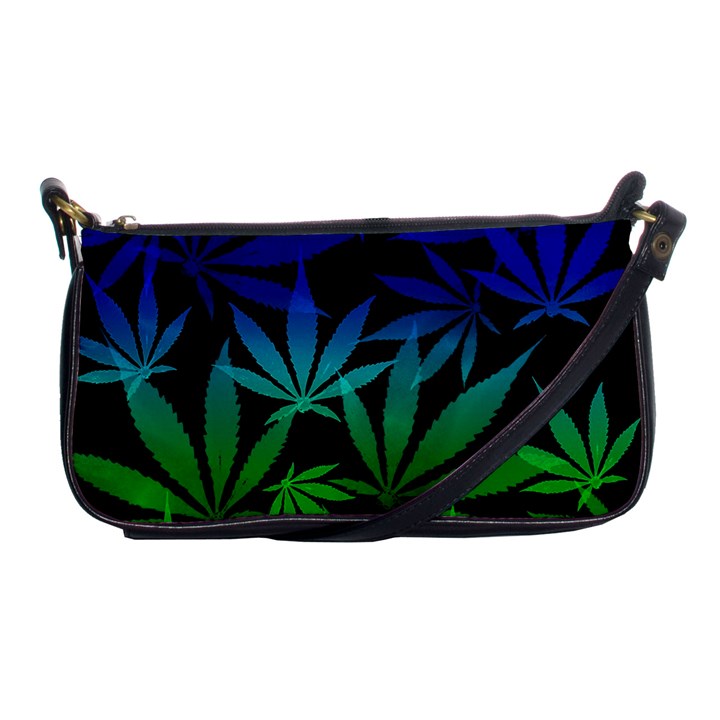 Weed Rainbow, Ganja leafs pattern in colors, 420 marihujana theme Shoulder Clutch Bag