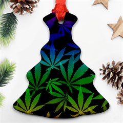 Weed Rainbow, Ganja Leafs Pattern In Colors, 420 Marihujana Theme Ornament (christmas Tree)  by Casemiro