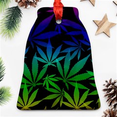 Weed Rainbow, Ganja Leafs Pattern In Colors, 420 Marihujana Theme Ornament (bell) by Casemiro