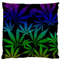 Weed Rainbow, Ganja Leafs Pattern In Colors, 420 Marihujana Theme Large Cushion Case (one Side) by Casemiro