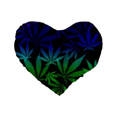 Weed Rainbow, Ganja Leafs Pattern In Colors, 420 Marihujana Theme Standard 16  Premium Heart Shape Cushions by Casemiro