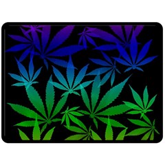 Weed Rainbow, Ganja Leafs Pattern In Colors, 420 Marihujana Theme Double Sided Fleece Blanket (large)  by Casemiro